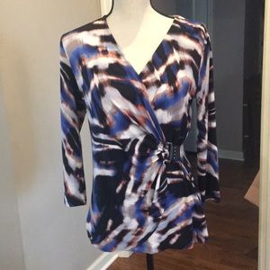 Calvin Klein tie dye look faux wrap with detail. S